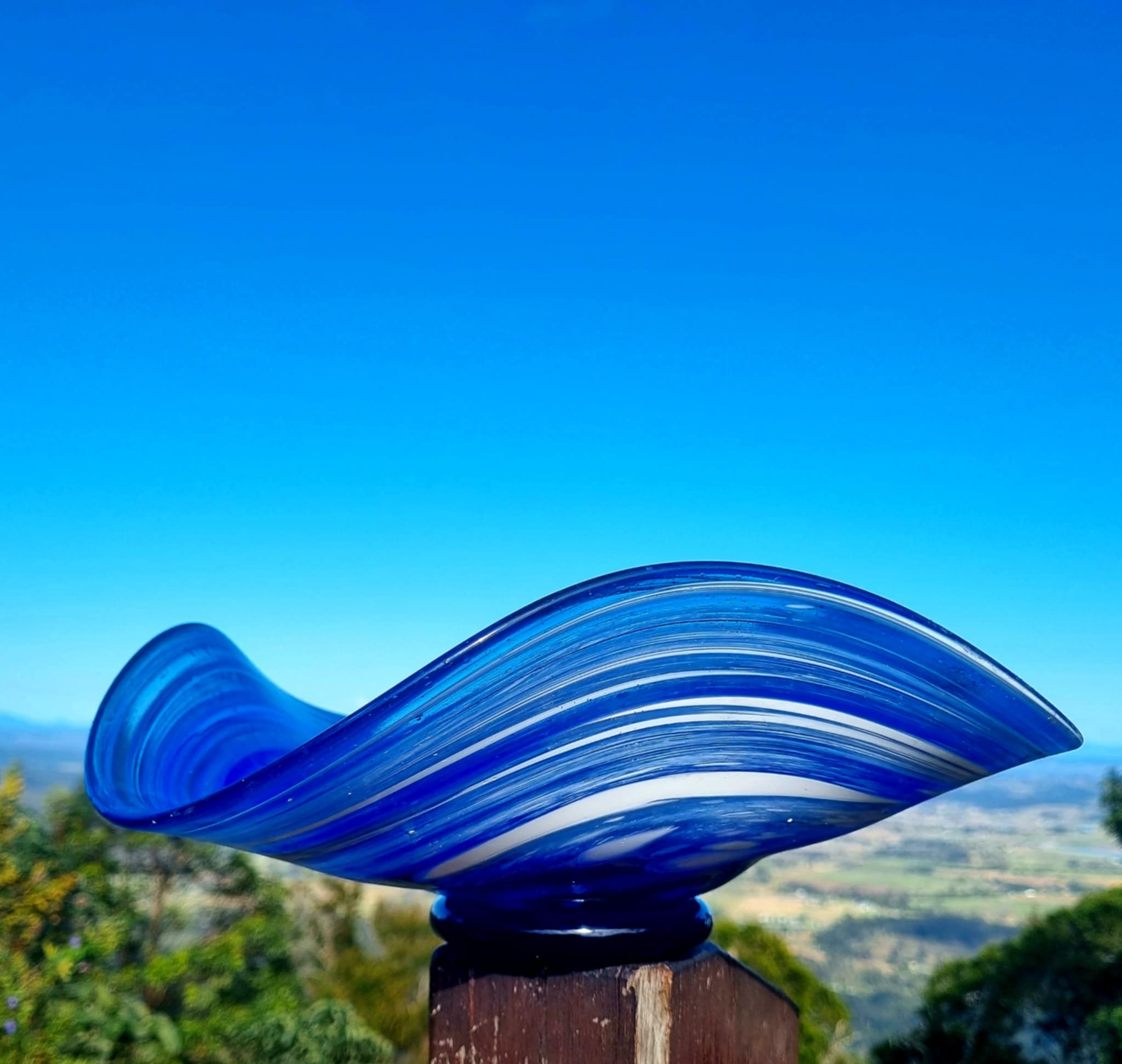New Wave – Hand-Blown Glass Bowl by Ricardo Lawyer | Gold Coast Glass Art