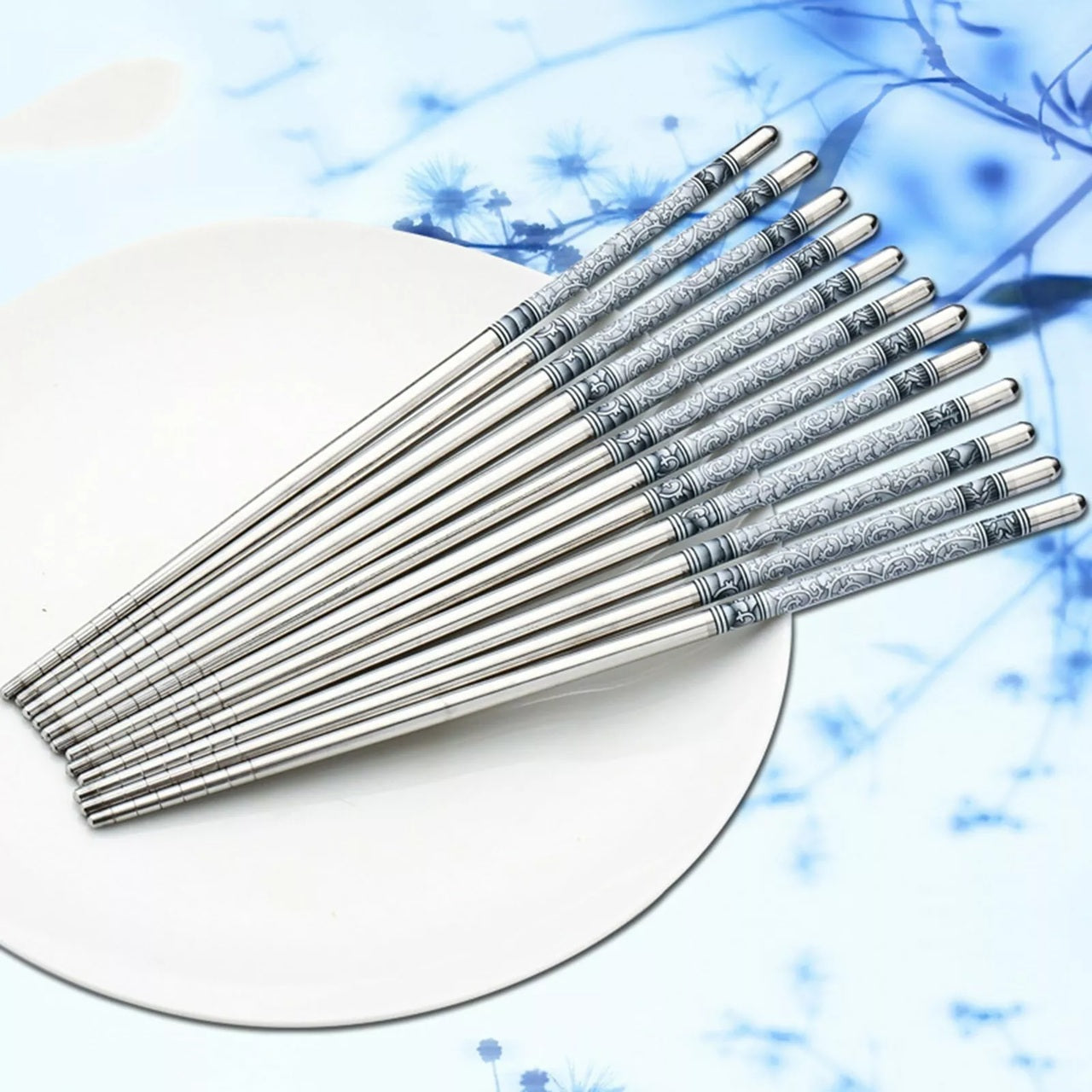 Elegant Stainless Steel Chopsticks (5 Pairs)