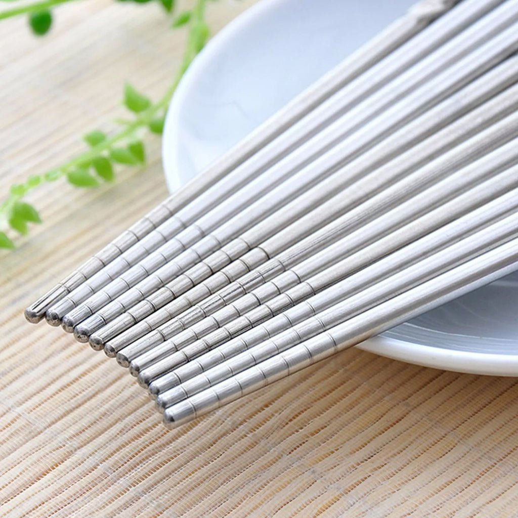 Elegant Stainless Steel Chopsticks (5 Pairs)