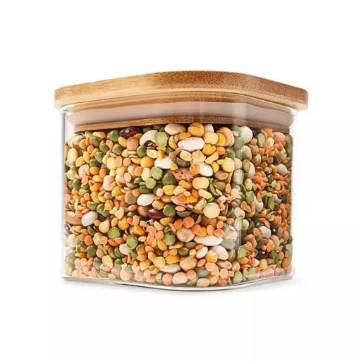 Airtight Glass Containers with Bamboo Lids - 500mL, 800mL & 1.6L Options Available